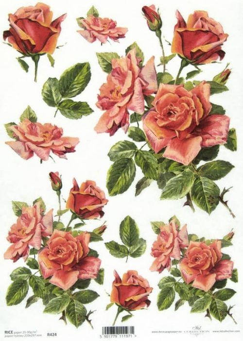 Rice Paper Red Roses Napkin Shop