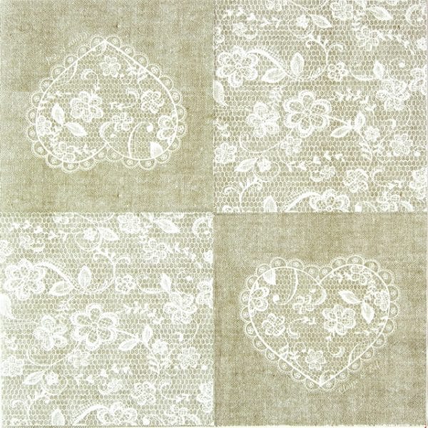 Paper Napkin - Heart Lace Nature