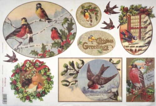 Stamperia Rice Paper 33x49cm  - Christmas Greeting Birds DFS229