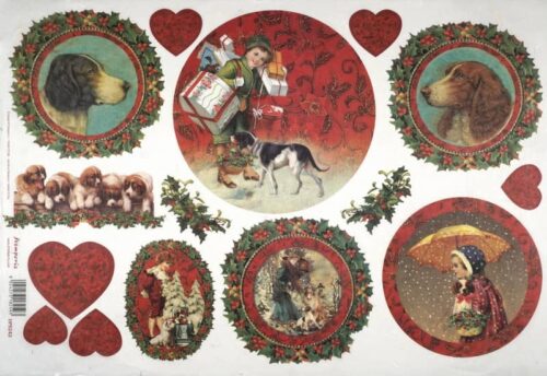 Stamperia Rice Paper 33x49cm  - Christmas Dogs - DFS242