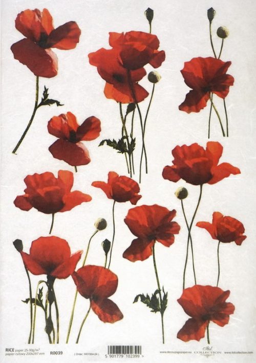 Rice Paper - Red Poppies