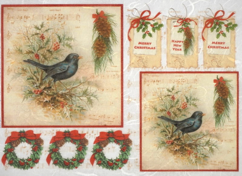 Rice Paper - Marry Christmas Birds - Napkin Shop