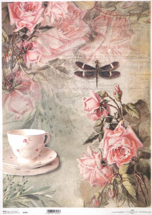 Rice Paper A/3 - Vintage Tea & Roses