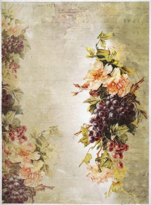 Rice Paper A/3 - Grapes & Flower Wallpaper