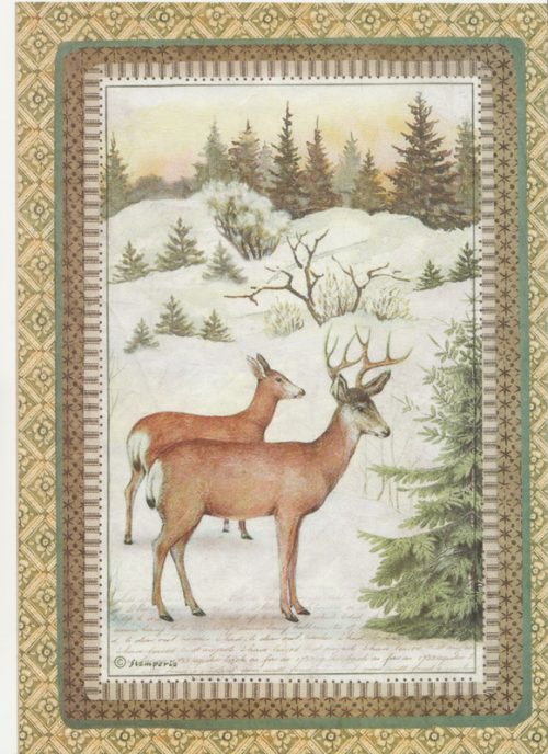 Rice Paper - Winter Botanic reindeer