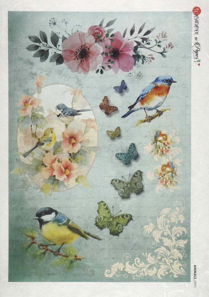 Rice Paper - Birds and butterflies - 0091