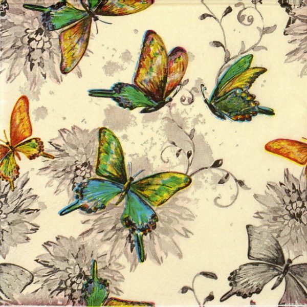 Lunch Napkins (20) - Butterfly World Cream