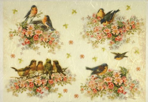 Rice Paper - Flowers with birds 32x45cm