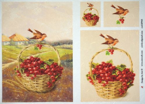 Rice Paper - Birds in basket