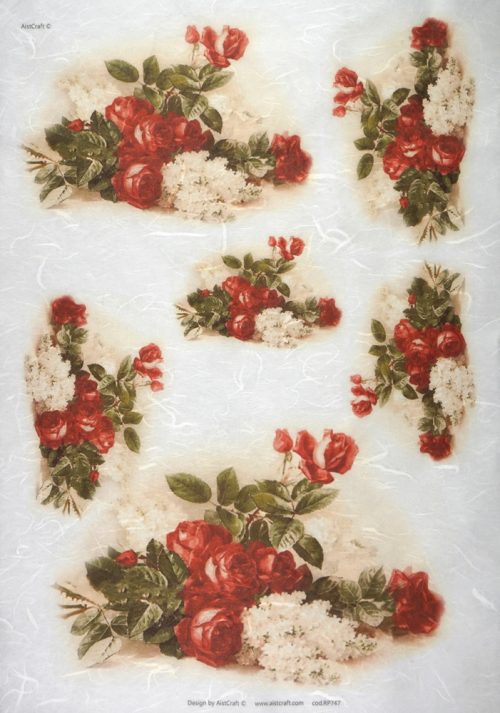 Rice Paper - Red Roses Bouquets 32x45cm