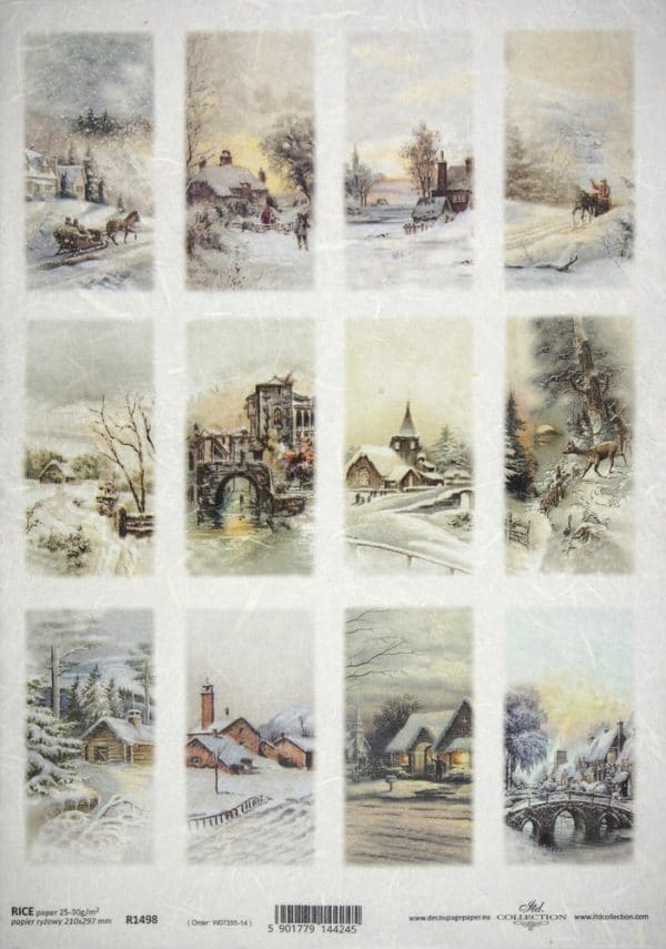 Rice Paper - Winter landscape tags - R1498