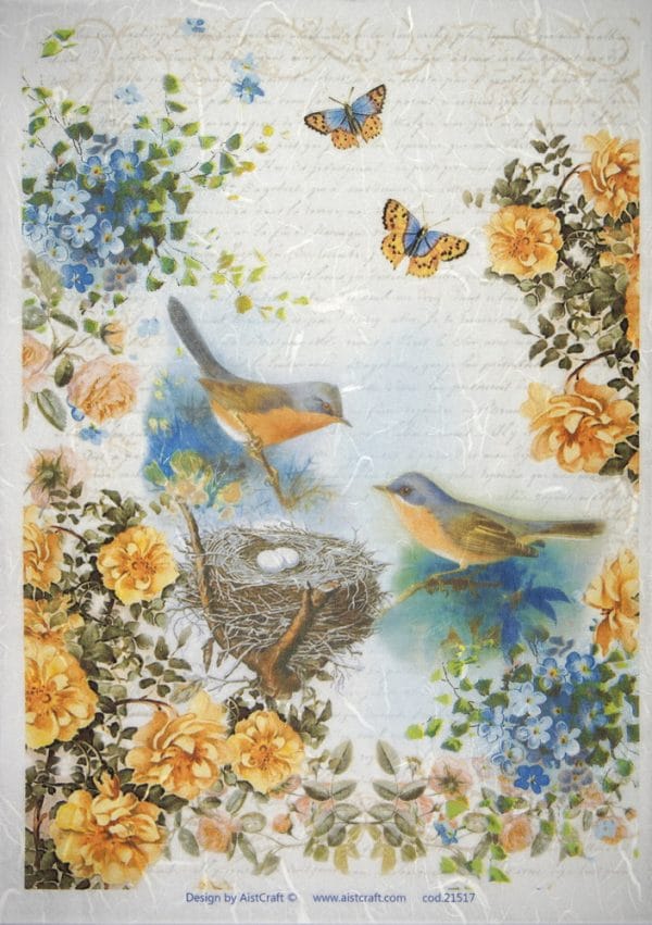 Rice Paper - Orange birds world