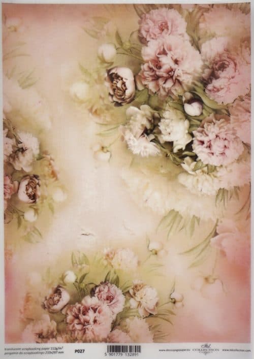 Translucent/Vellum Paper - Pink flowers