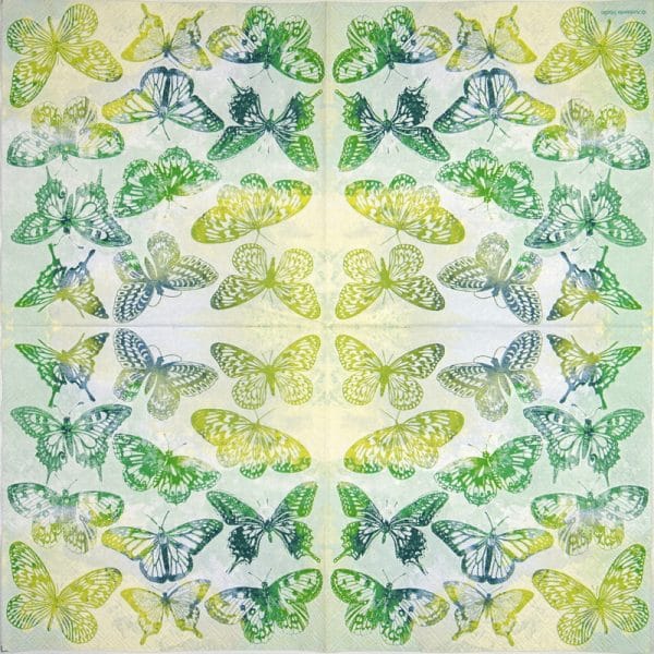 Paper Napkin - Aquarell Butterflies green