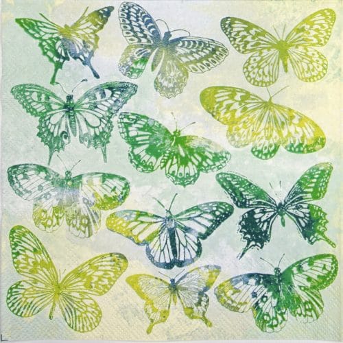 Paper Napkin - Aquarell Butterflies green