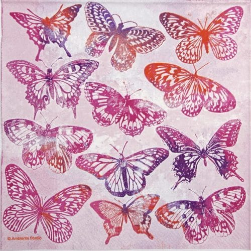 Paper Napkin - Aquarell Butterflies pink