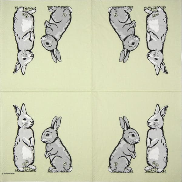 Paper Napkin - Two rabbits green