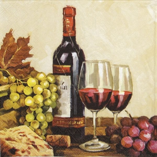 Paper Napkin - Wine and grapes