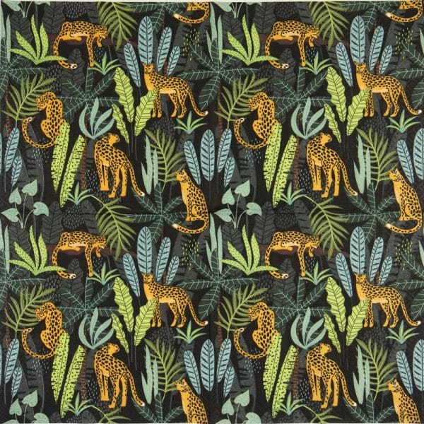 a pattern of cheetahs and leaves