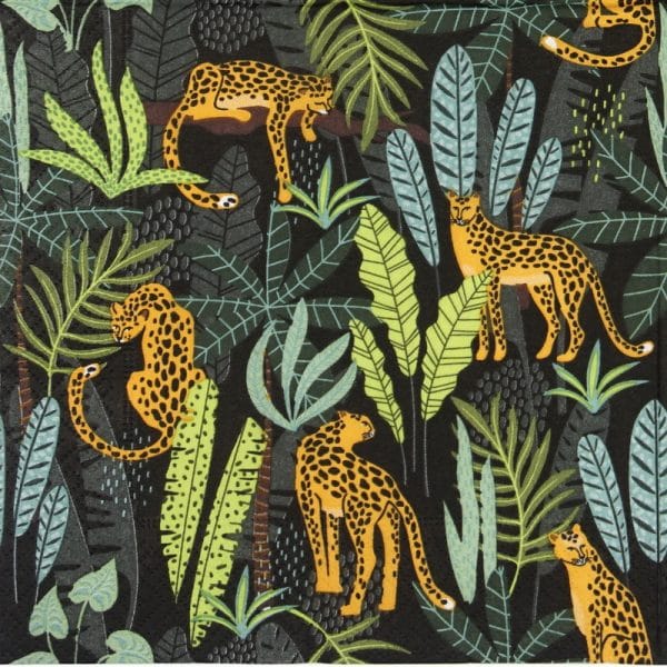 a pattern of leopards and plants