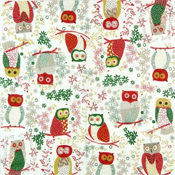 Paper Napkin - Jolly Owls red