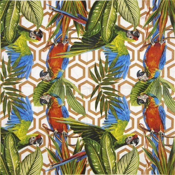 Paper Napkin - Tropical Parrots copper