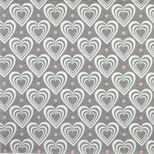Lunch Napkins (20) -  Hearts in Hearts Grey