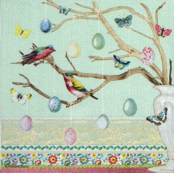 Paper Napkin - Easter Branch green