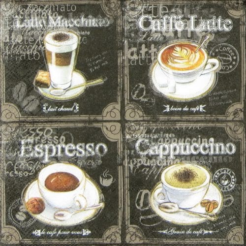 Single Paper Napkin - Types of Coffee