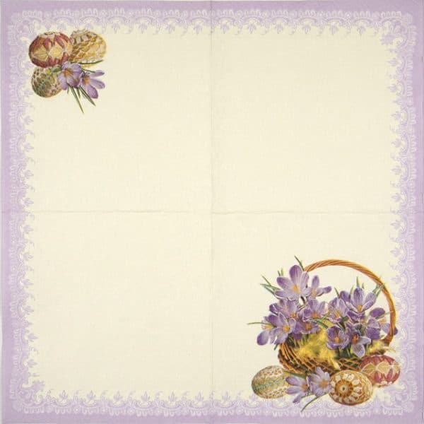 Paper Napkin - Crocuses in a Basket Violet