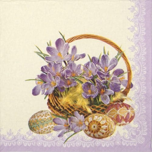 Paper Napkin - Crocuses in a Basket Violet