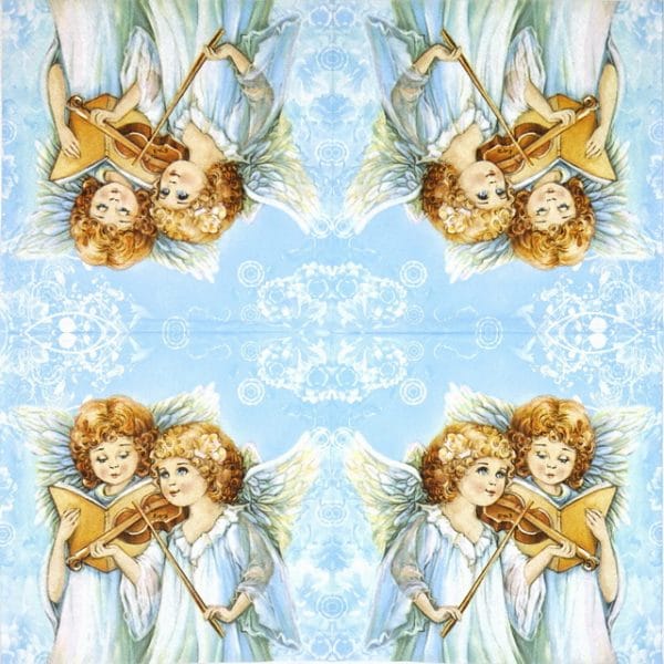 Paper Napkin - Two angels singing & playing - Image 2