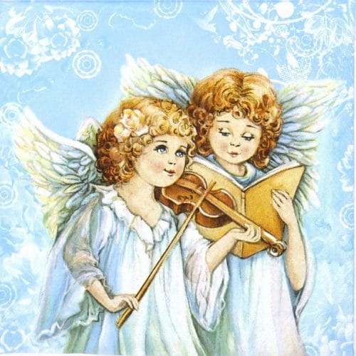 Paper Napkin - Two angels singing & playing