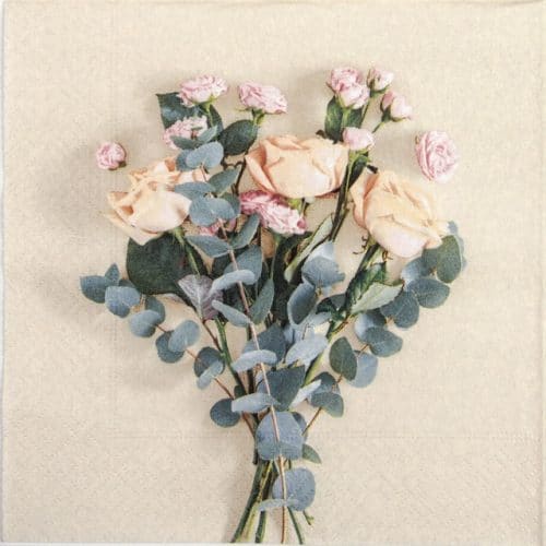 Paper Napkin - Peach Roses