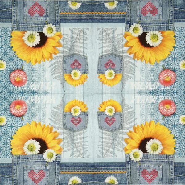Paper Napkin - Denim Sunflower
