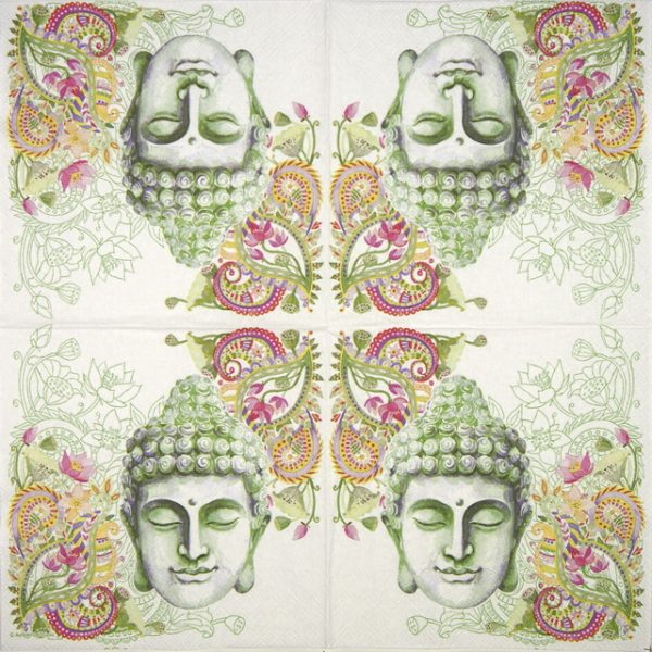 Paper Napkin - Buddha Head green