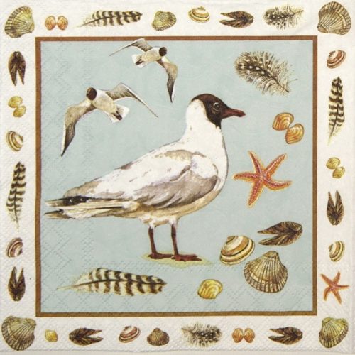 Cocktail Napkins (20) - Black headed seagull blue