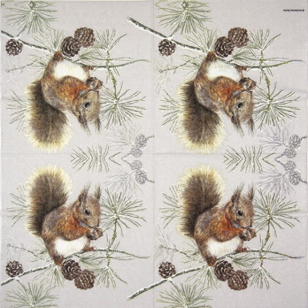 Paper Napkin - Squirrel in winter - Image 2