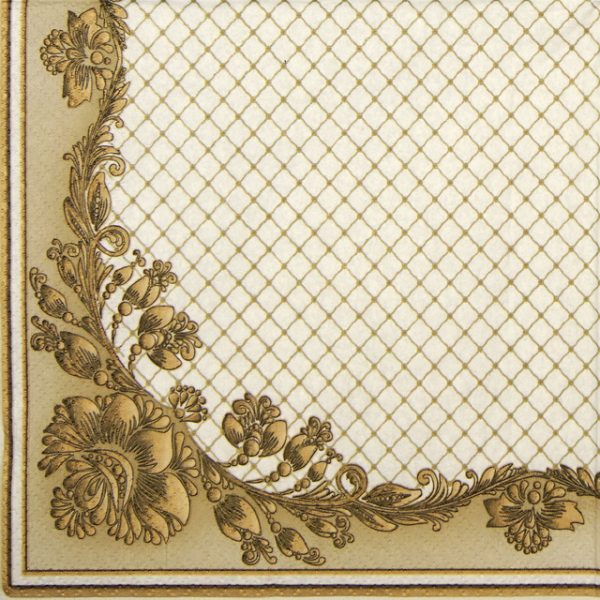 Paper Napkin - Gold Frame and Net on Crimson Beige