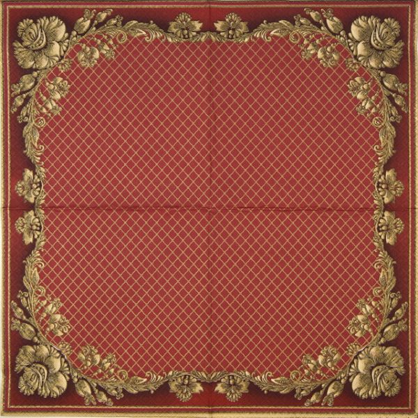 Paper Napkin - Gold Frame and Net on Crimson Beige