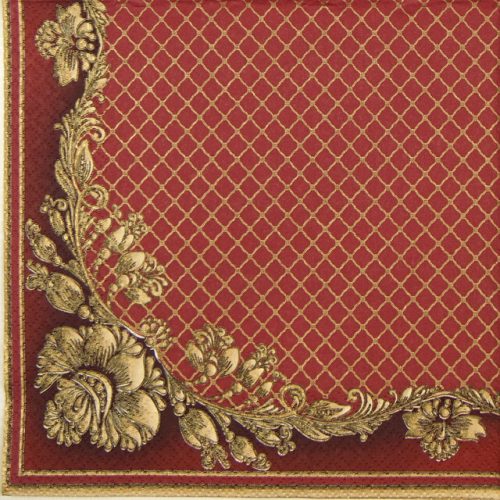 Paper Napkin - Gold Frame and Net on Crimson