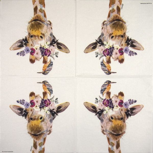 Single Decoupage Napkin - Jennifer Redstreake: Pretty Giraffe - Image 2