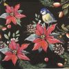 Lunch Napkins (20) - Birds On Poinsettia Black