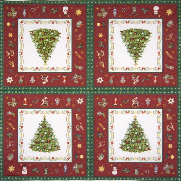 Cocktail Napkin - Christmas Evergreen Red