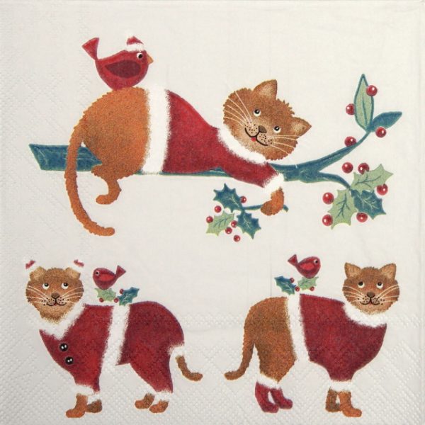 Paper Napkin - Dressed Cats White