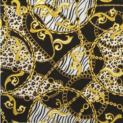 Lunch Napkins (20) -  Golden Pattern Black