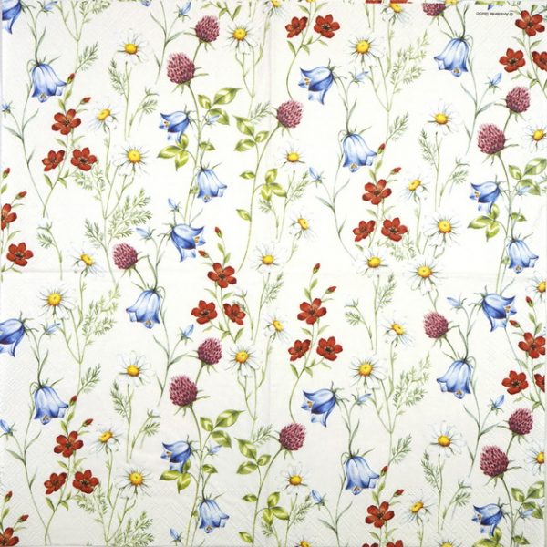 Lunch Napkins (20) - Mixed Wild Flowers White