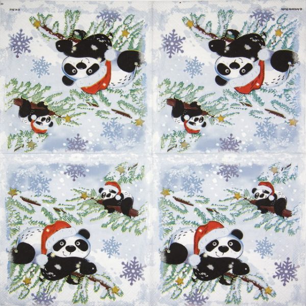 Paper Napkin - Pandas in Snow