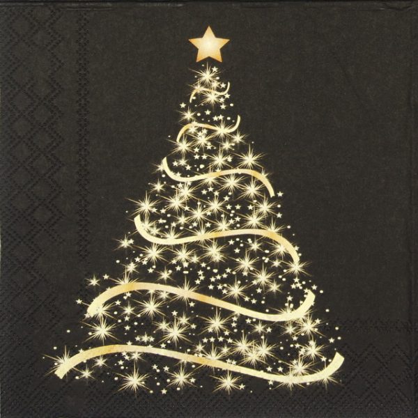 Paper Napkin - Shining Tree black