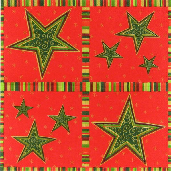 Cocktail Napkin - Etoile red green